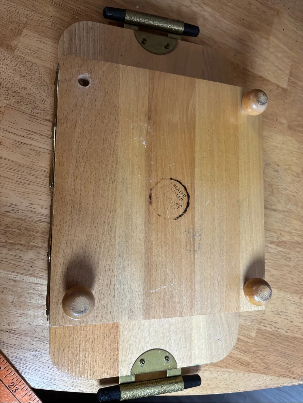 Vintage Expandable Wooden Relish Tray Mid-Century Snack Server Folding Tray